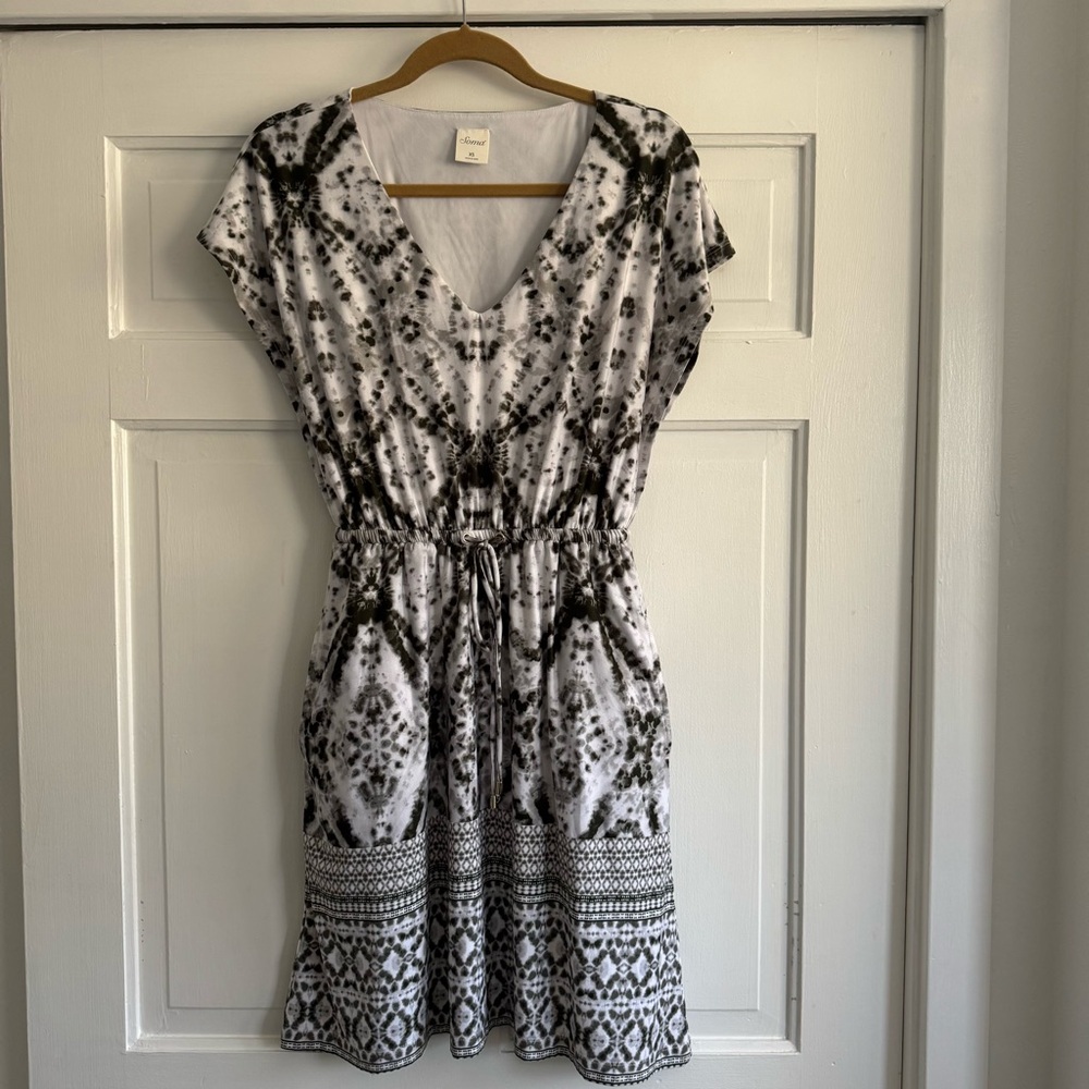 Soma Green and White Tie Dye Mini Dress With Pockets